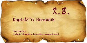 Kaptás Benedek névjegykártya